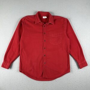 Vtg J. Crew Oarsman‎ Shirt Men's Medium Red Chamois Button Up Long Sleeve